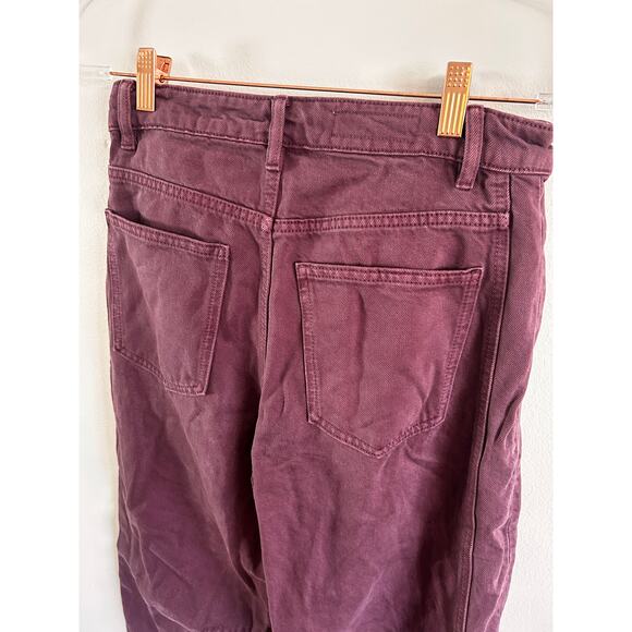 Zara Cranberry Denim Straight Wide Leg Pants 34 (US size 2) - Picture 7 of 7